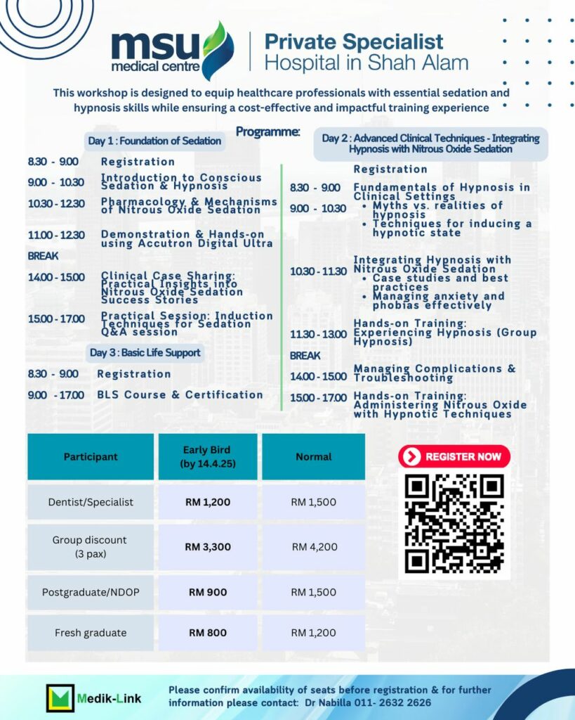 Nitrous Oxide Sedation, Hypnosis & BLS Workshop Schedule