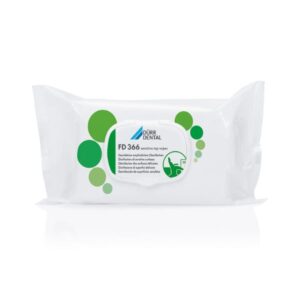 Durr Dental FD 366 Sensitive Top Wipes for disinfection of sensitive surfaces such as acrylic glass, plastics, and vinyl upholstery in dental clinics and hospitals